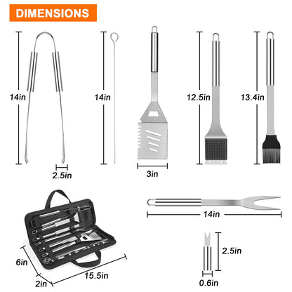 Anpro Grilling Accessories Grill Kit- Grill Set, Grilling Utensil Set, BBQ Accessories, BBQ Kit, BBQ Grill Tools, Grilling Gifts for Father's Day, Smoker, Camping, Kitchen,21 PCS-Standard Silver