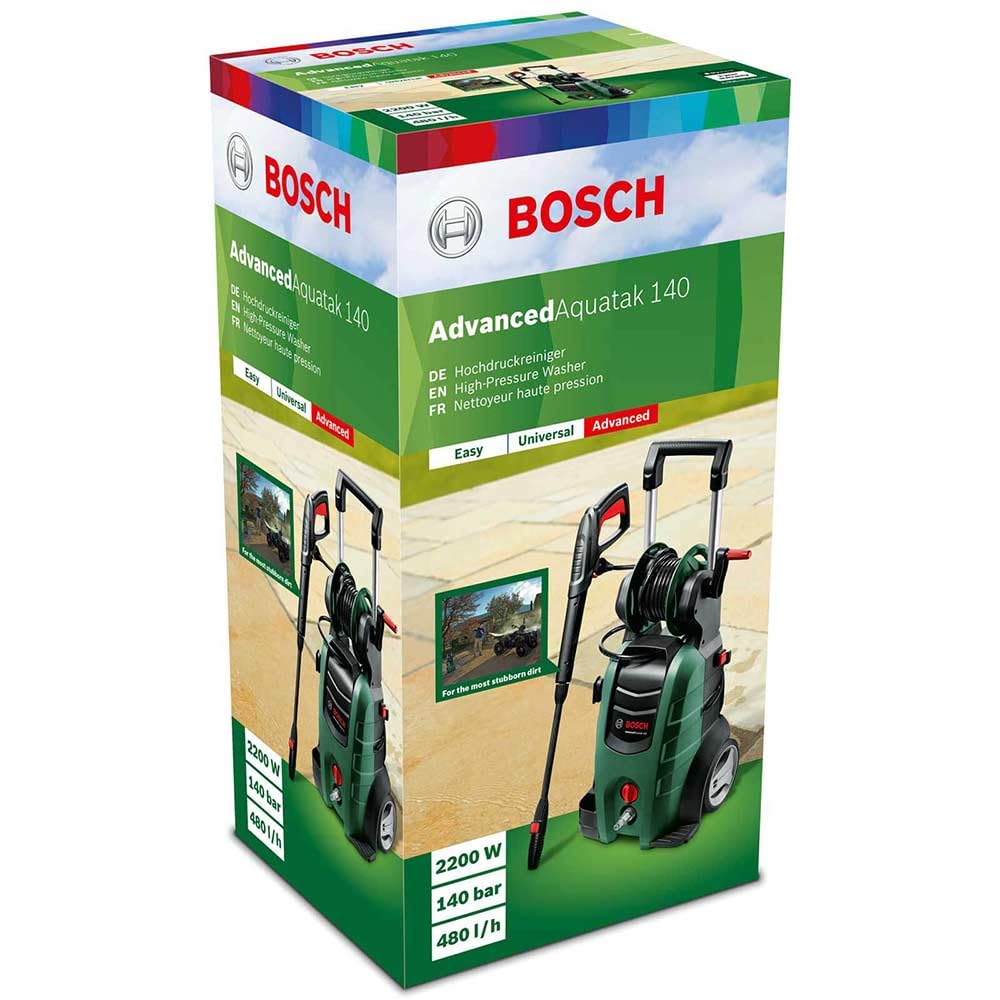 Bosch High Pressure Washer AdvancedAquatak 140 (2100 W, 140 Bar Pressure, Max. Flow Rate 450 l/h, Max. Flow Temperature: 40 °C, Hose Length 5 Metres, in Carton Packaging)