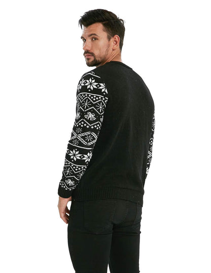 VENTELAN Men's Ugly Christmas Sweater Funny Santa Xmas Crew Neck Sweaters