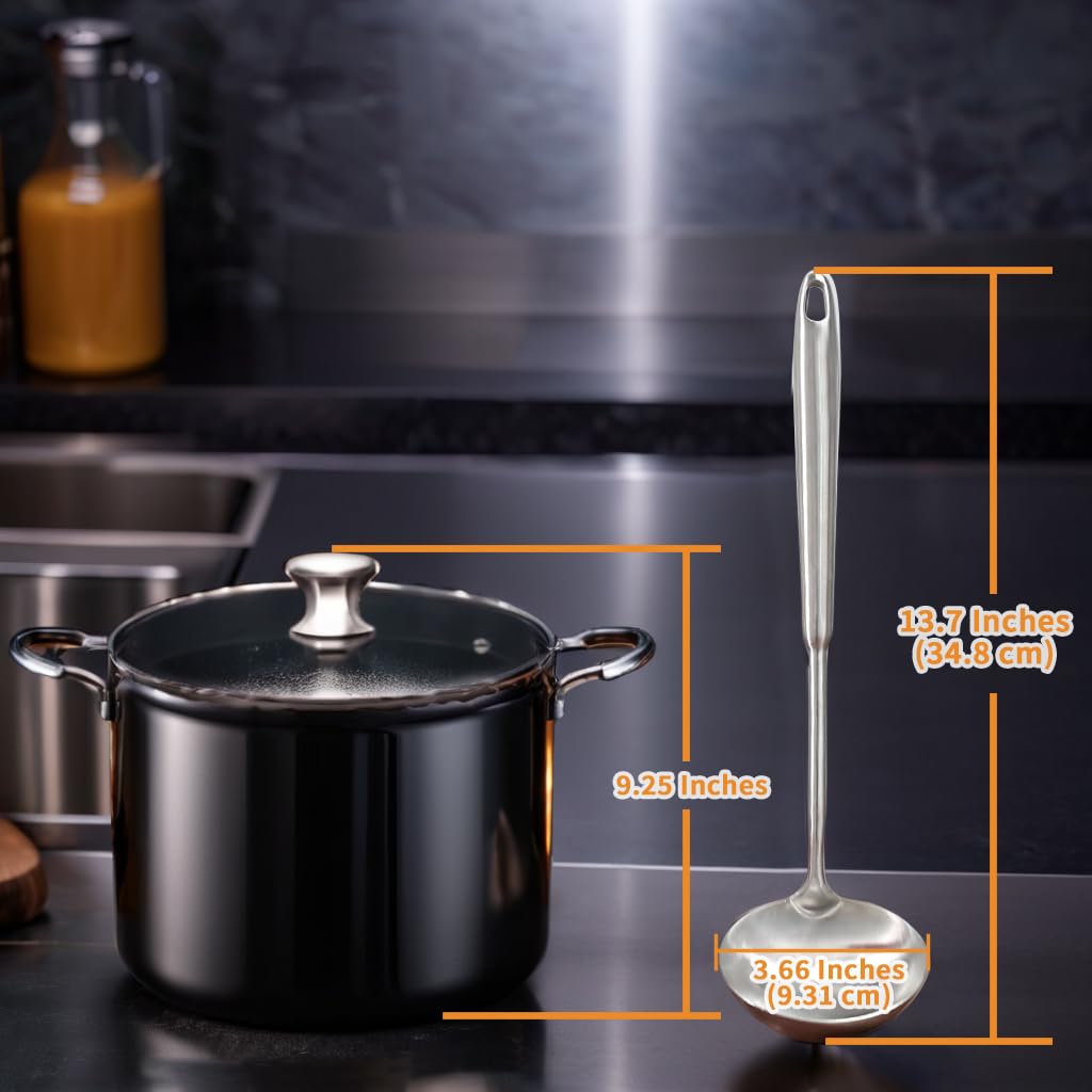 5 Pcs Newness Cooking Utensils Set, 304 Stainless Steel Kitchen Utensils Set, Metal Kitchen Accessories, Include Soup Ladle, Slotted Skimmer Spoon, Spaghetti Spoon and Spatula, Dishwasher Safe