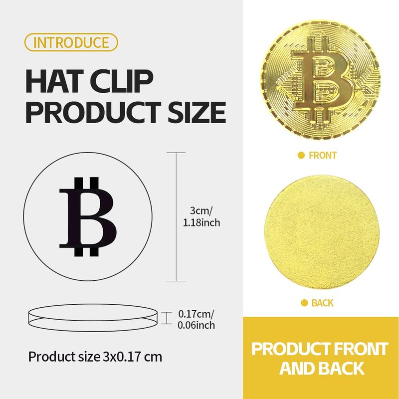 Scott Edward 2pcs Bitcoin Golf Ball Marker with Magnetic Hat Clip, Unique Golf Gift Ideas for Men and Women Golfer Golf Accessories Removable Attaches Easily to Golf Cap (Bitcoin & 2 Ball Markers)