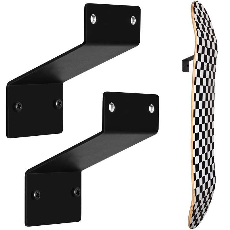 MIUONO Skateboard Wall Mount, Skateboard Deck Holder Wall Display Shelf, High Load Capacity Design 2 Pack