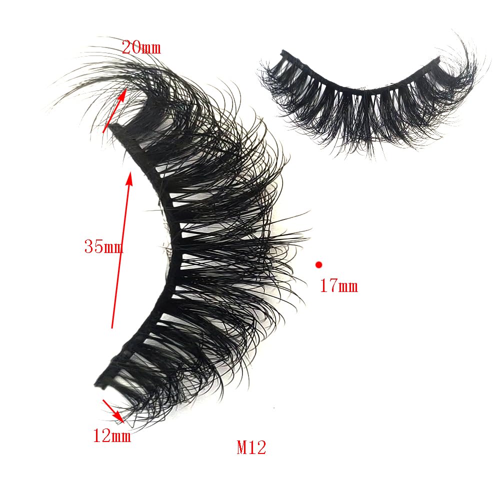 HBZGTLAD New 10 Pairs 3D Mink Lashes False Eyelashes Handmade Wispy Fluffy Long Lashes Natural Eye Makeup Tools Eye Lashes(M12)