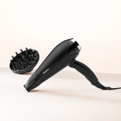 BaByliss Turbo Smooth Hair Dryer - 2200W Powerful Blow Dryer, Large Diffuser, Ionic Frizz-Free Conditioning, 3 Heat & 2 Speed Settings, Black, 5572U