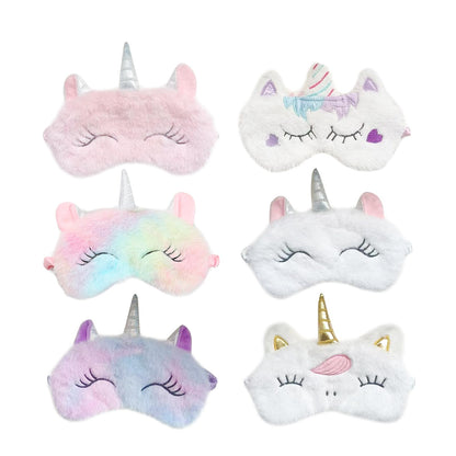 Cute Animal Sleeping Mask Soft Plush Blindfold Cute Rabbit Panda Koala Eye Cover Eyeshade for Kids Teens Girls Women (Flamingo)