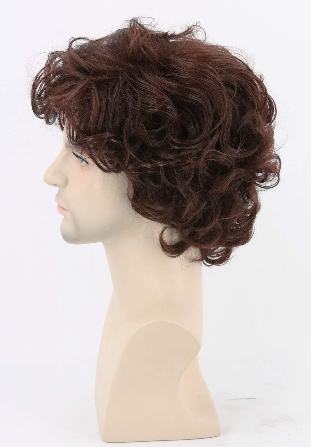 Topcosplay Men Wigs Dark Brown Short Curly Layered Cosplay Halloween Character Costume Man Wig