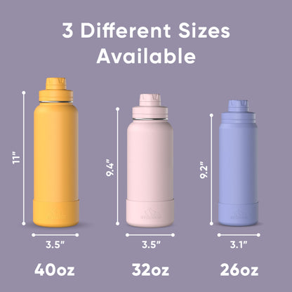 Hydrapeak 26oz Sport Insulated Water Bottle with Chug Lid, Leak & Spill Proof, Keeps Drinks Cold for 24 Hours, Hot for 12 Hours, Premium Stainless Steel Water Bottles (26oz, Lavender)