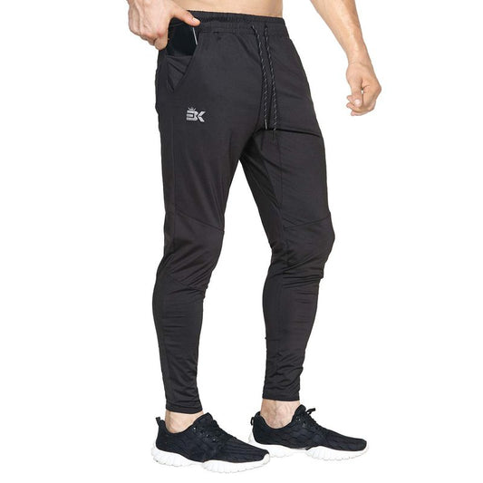 BROKIG Mens Lightweight Gym Jogger Pants,Men's Workout Sweatpants with Zip Pocket(Black,Small)
