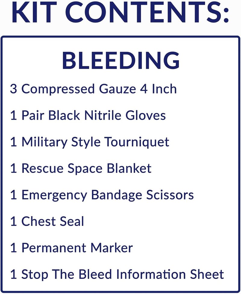 Stop The Bleed 10-Piece Bleeding Control Kit - Tourniquet, Compressed Gauze & Chest Seal | Portable & Easy-to-Open