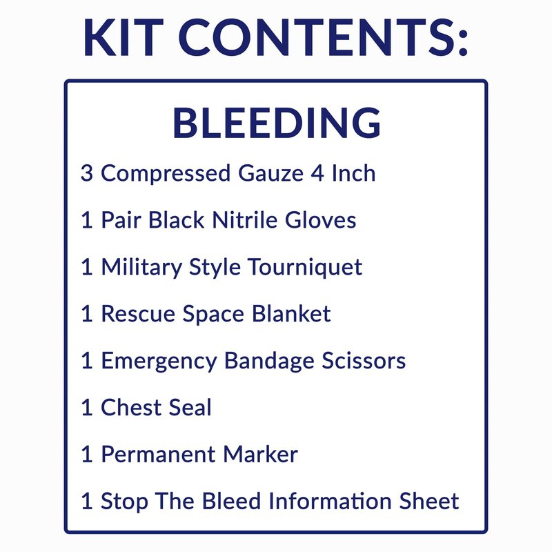 MFASCO 10-Piece Stop The Bleed - Bleeding Control Kit, Tourniquet, Compressed Gauze, Chest Seal, Portable, Easy-to-Open Packaging, Packed in A Plastic Kit That Can Be Mounted or Carried