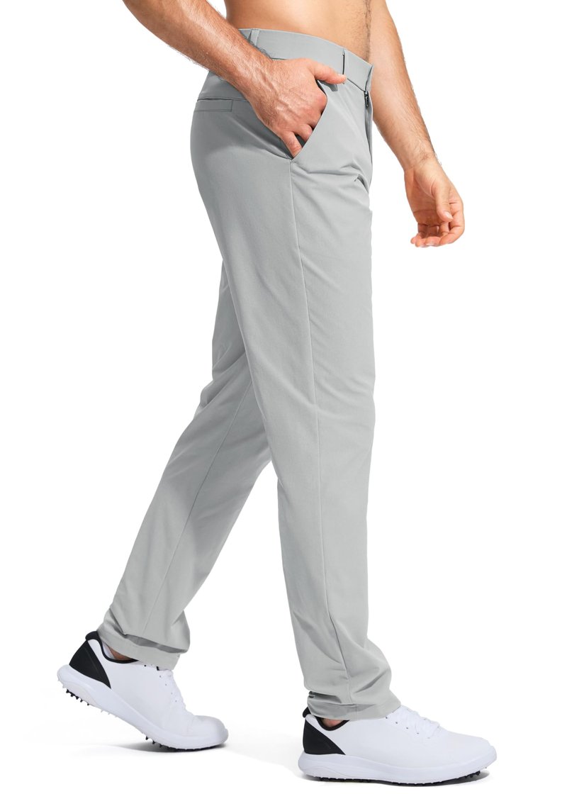 Pudolla Golf Pants for Men Stretch Dress Pants Mens Work Pants 32 Lightweight Quick Dry Casual Slacks Trousers with Pockets(Bright Gray 32Wx32L)