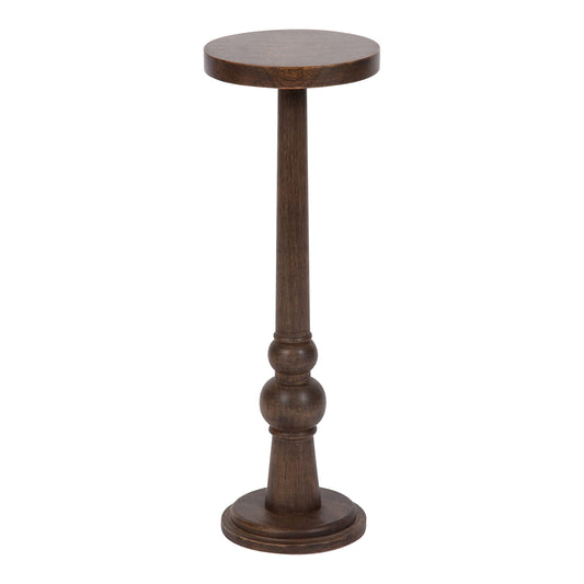 Kate and Laurel Wegner Traditional Wooden Round Drink Table, 8 x 23, Rich Brown, Elegant and Durable Pedestal Table for Use as Small Drink Table, Plant Stand, or Decorative Item Display