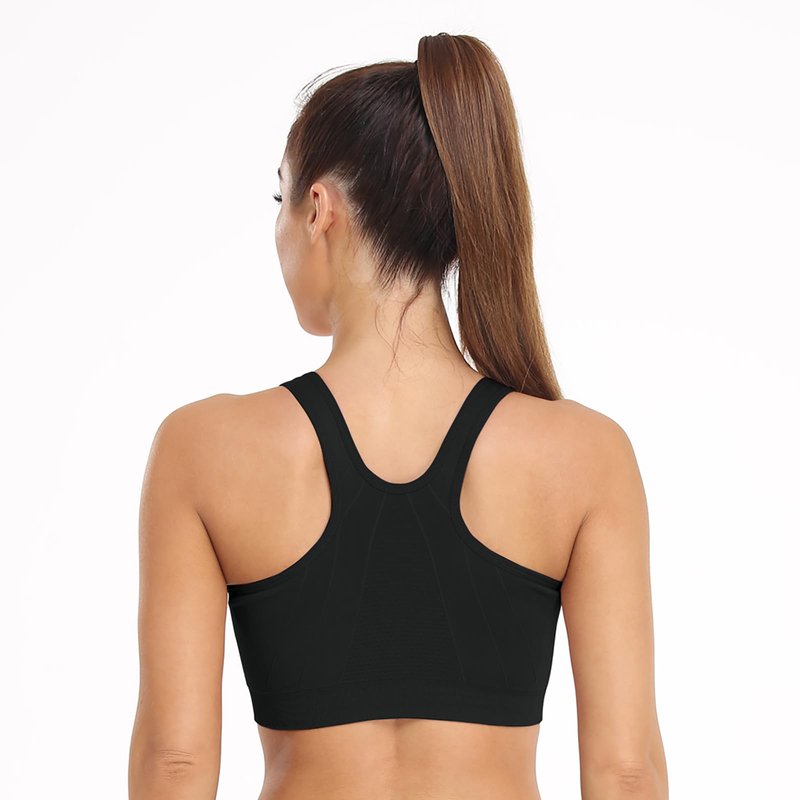 WANAYOU Sports Bras for Women Racerback Wireless Seamless Front Zipper Closure Workout Bra (XL:Fit 36D,36DD,38C,38D,40B,40C, 3 Pack Black)