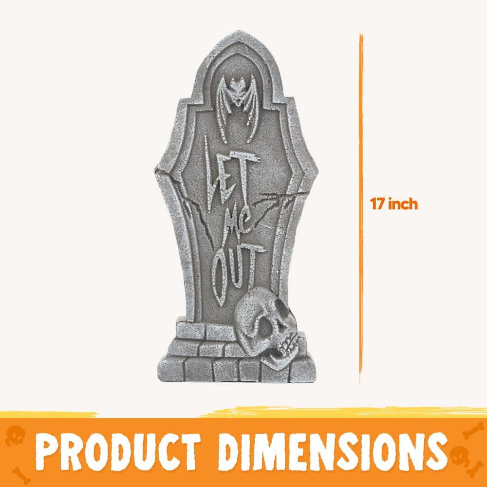 JOYIN 17" Halloween Decorations Outdoor Tombstones, 5 Pack Halloween Graveyard Foam Headstones Decor with 12 Metal Stakes for Prop Cemetery Yard Lawn Decorations, Party Supplies