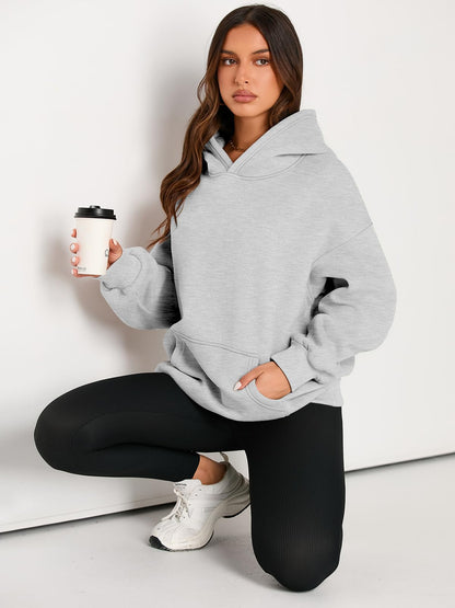 EFAN Womens Hoodies Oversized Sweatshirts Pullover Fleece Sweaters Long Sleeve Winter Fall Outfits Fashion Y2k Clothes Grey M