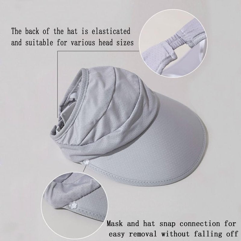 Outdoor UV Sun Protection Waterproof Breathable Face Neck Flap Cover Folding Sun Hat for Men/Women (Cotton Polyester, Sun Hat2-blue1)