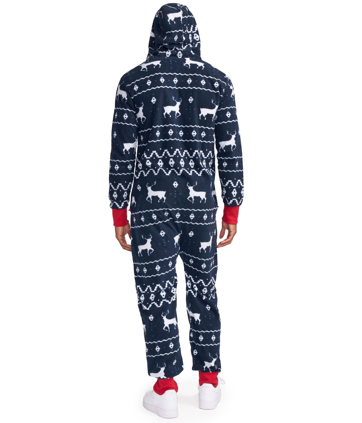 Tipsy Elves Blue Fair Isle Men's Pajamas Ugly Christmas Sweater Jumpsuit Navy Blue Large
