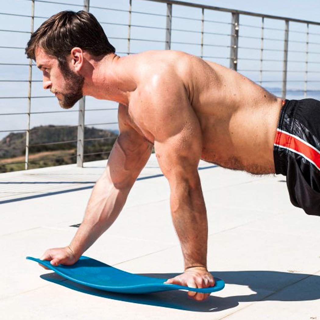 JUSTDOLIFE Balance Boards Yoga Board Fitness Board Twist Boards with Resistance Bands in Blue for Stability Training Twisting Exercise Abs Arms Legs Balance for Men and Women (Blue)