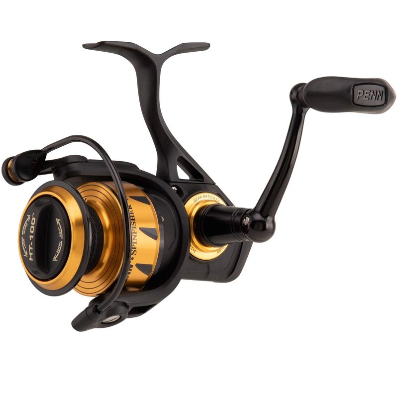 PENN Spinfisher VI Spinning Nearshore/Offshore Fishing Reel, HT-100 Front Drag, Max of 50lb | 22.6kg, Made with an All-Metal Reel Body and Spool Design,Black Gold, 10500, Black Gold