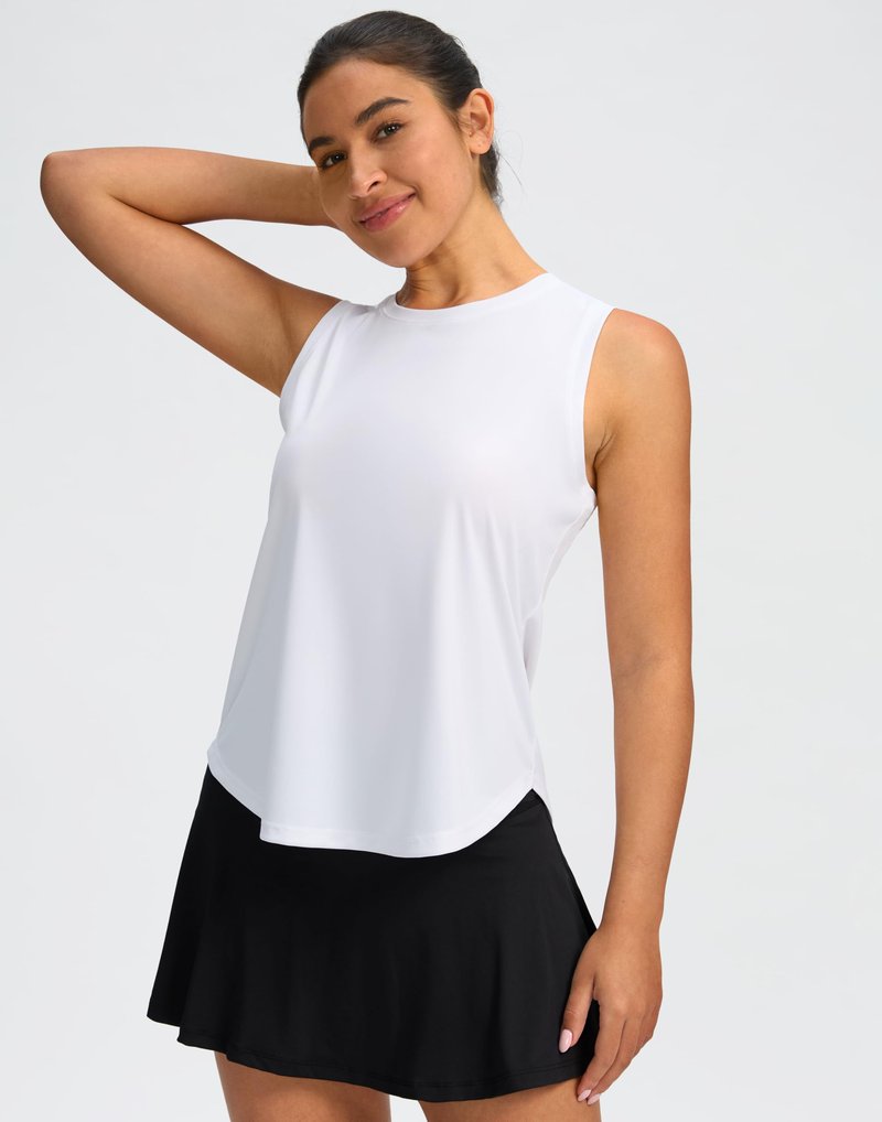 SANTINY Women's Sleeveless Workout Tops Lightweight Tennis Yoga Gym Athletic Running Shirts Racerback Tank Tops for Women (White_L)