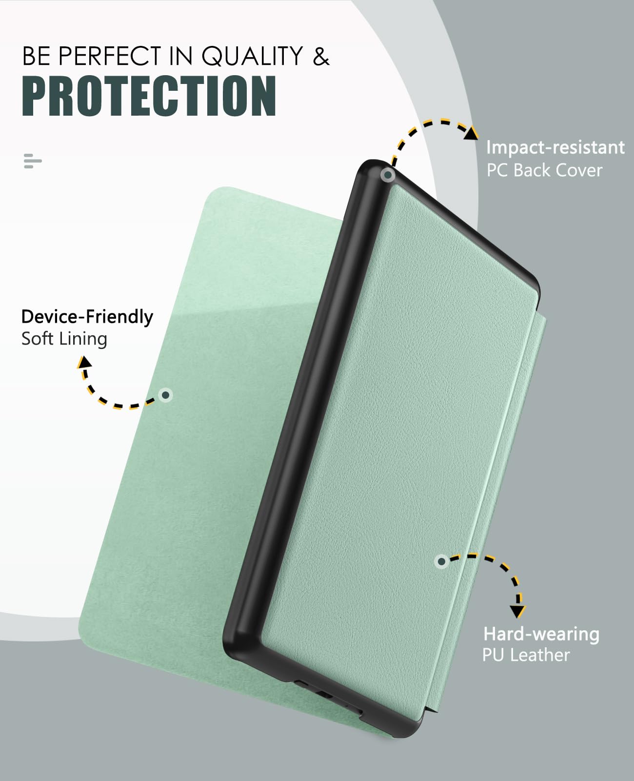 MoKo Case for All-new 7" Kindle Paperwhite (12th Generation-2024) and Kindle Colorsoft Signature Edition 2024, Lightweight Shell Cover with Auto Wake/Sleep for Kin dle Paperwhite 2024, Agave Green