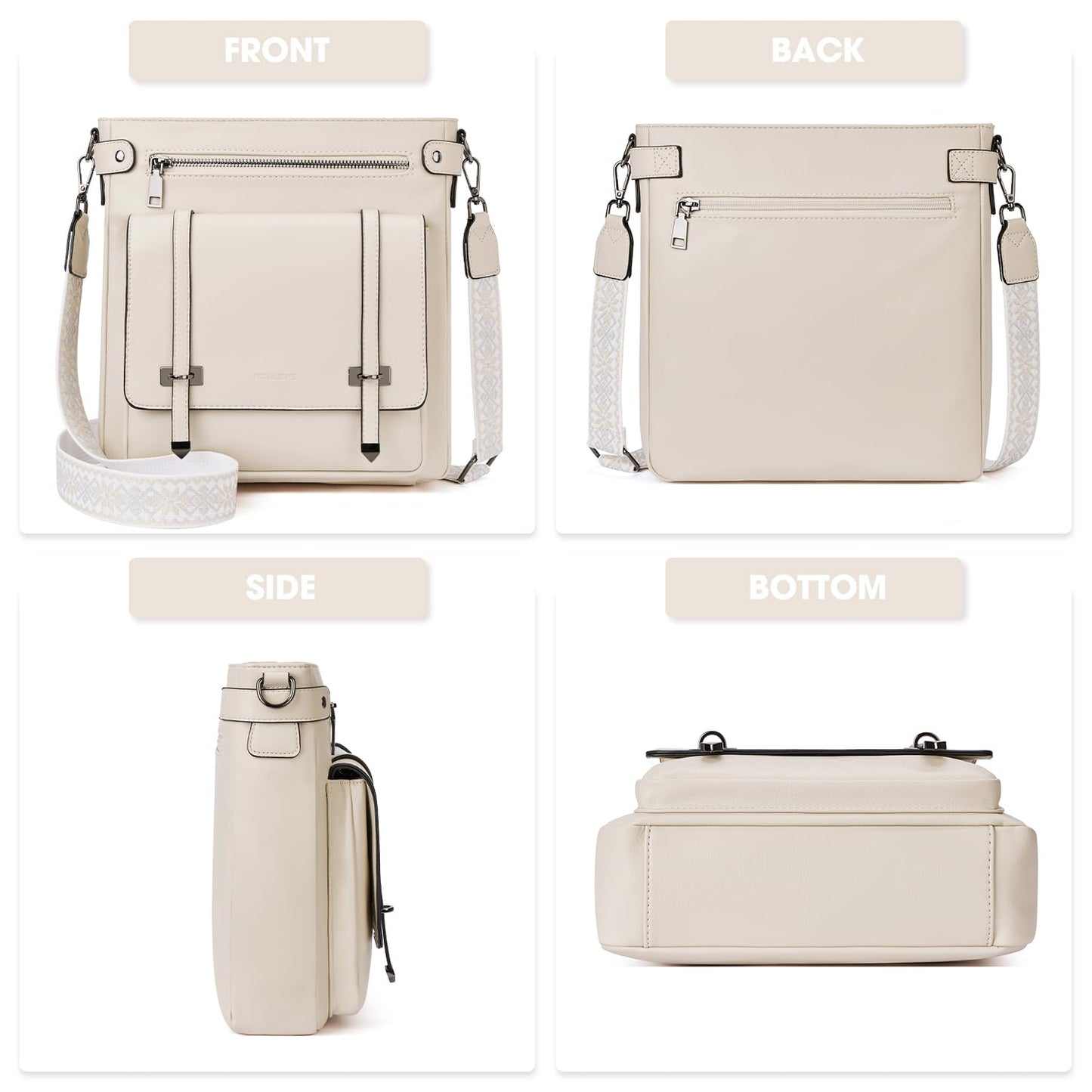 Roulens Crossbody Bags for Women,Multi Pocket Crossbody Purses Vegan Leather Shoulder Handbags Travel Purse Adjustable Strap