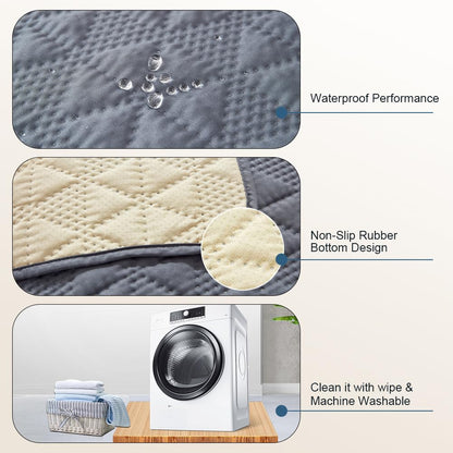 Taiyang 100% Waterproof Dog Sofa Cover, Waterproof Dog Blanket, Dog Bed Cover Protector, Pet Blanket, Furniture Protector for Kids, Dog, Cat, with Non-Slip Rubber Bottom (Grey, 132-208cm)