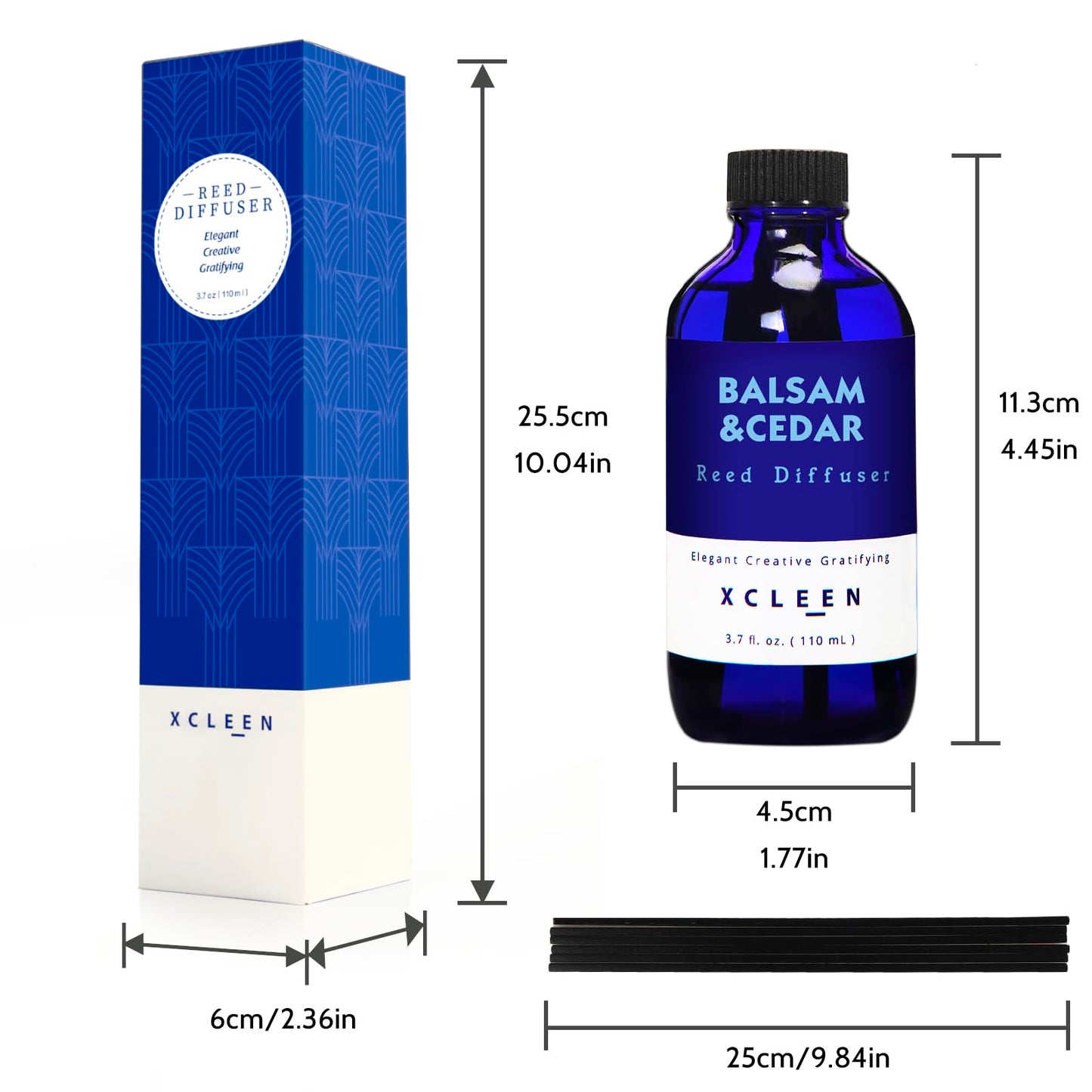 Reed Diffusers Set, 3.7 Oz Scent Diffuser, 6 Reed Diffuser Sticks, Home Fragrance Hyacinth, Peony & Citrus, Aromatherapy Oil Diffuser Reeds, More Masculine Scent, Bathroom & Office Decor 110ml