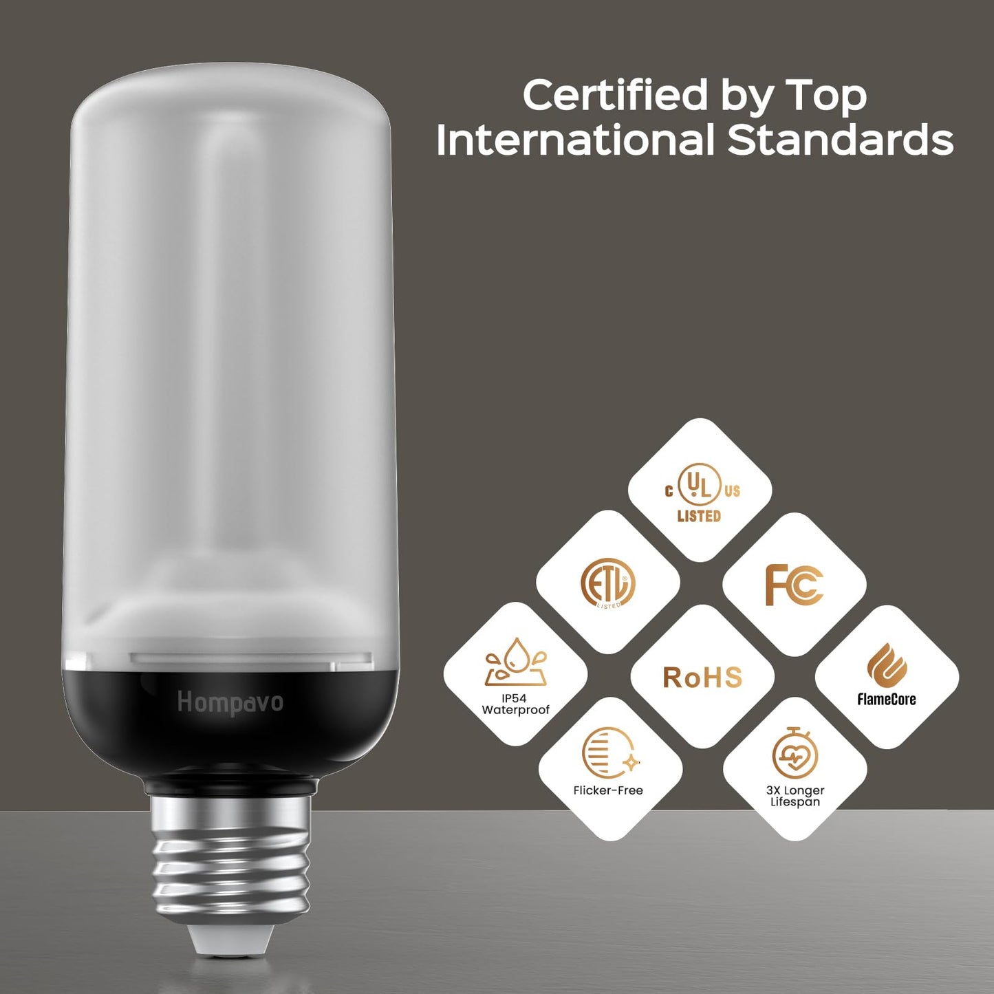 Hompavo Gen2 LED Flame Light Bulbs, Like Real Fire 4-Mode Flickering Light Bulbs with Upside Down Effect, E26 Flame Bulb for Halloween Christmas Party Patio Porch Home Indoor & Outdoor Decorations, 2