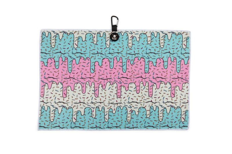 SHANKITGOLF Funny Magnetic Golf Towel with Clip, Microfiber Waffle Weave (16 x 24) - Golf Bag Towel for Clubs & Balls - Ice Cream