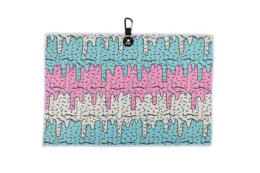 SHANKITGOLF Funny Magnetic Golf Towel with Clip, Microfiber Waffle Weave (16 x 24) - Golf Bag Towel for Clubs & Balls - Ice Cream