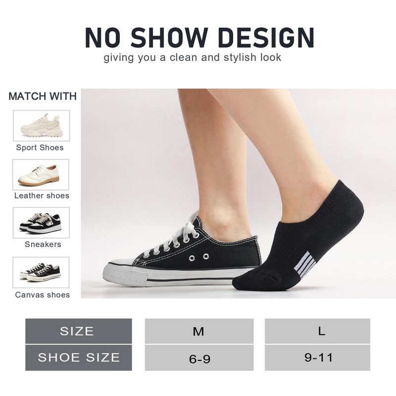FAYBOX No Show Socks Womens Cushioned Low Cut Invisible Footies for Running Athletic Gym Ankle Socks 6 Pairs