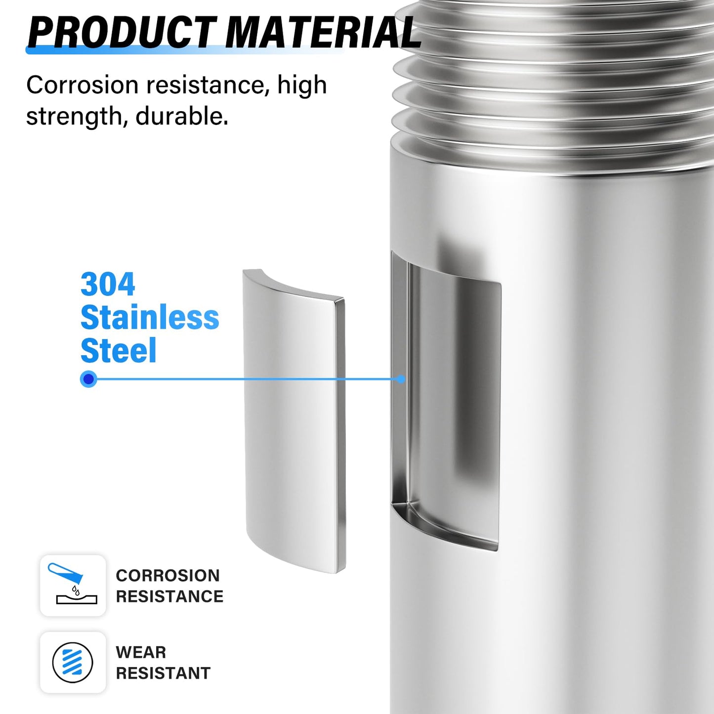TAILONZ PNEUMATIC 1" NPT Male x 1" NPT Male 304 Stainless Steel Pipe Nipple, 12" Length Cast Pipe Fitting, Threaded Connector（Pack of 3）