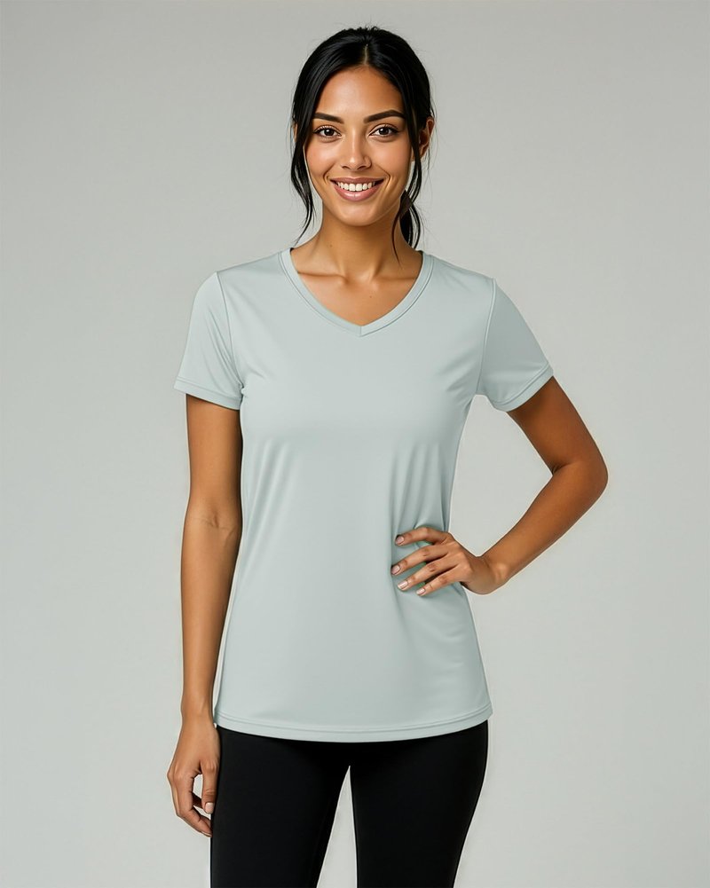 Real Essentials 5 Pack: Women's Dry-Fit Short Sleeve V Neck T Shirt Workout Fitness Yoga Top Tee, Set 9, XXL