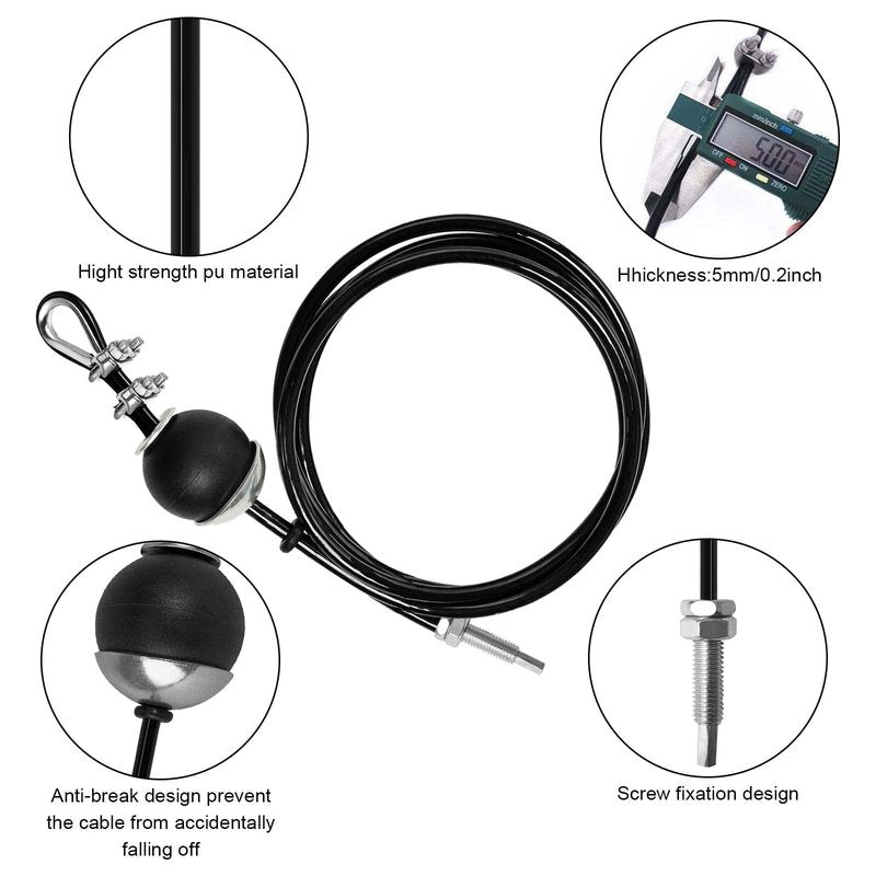 LFJ Replacement Gym Cable Fitness Pulley Cable Steel Wire Rope for Cable Machine Home Gym Weight Lift Pulley System (Black Adjustable wtith Screw end, 137)