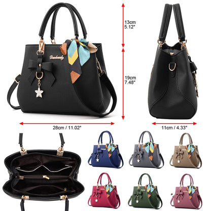 wocharm PU Leather Ladies Shoulder Bag, Top Handle Bag, Womens Handbags Fashion Tote Bag for Casual & Work(Black)