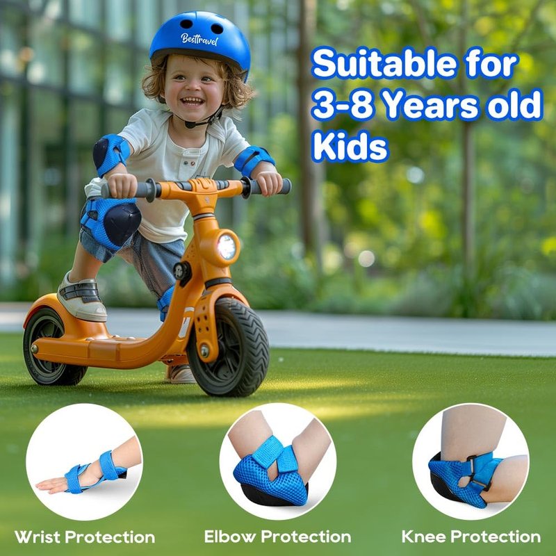 Besttravel Kids/Youth Knee Pad Elbow Pads Guards Protective Gear Set, Toddler Knee and Elbow Pads with Wrist Guards 3 in 1 for Skating Cycling Bike Rollerblading Scooter