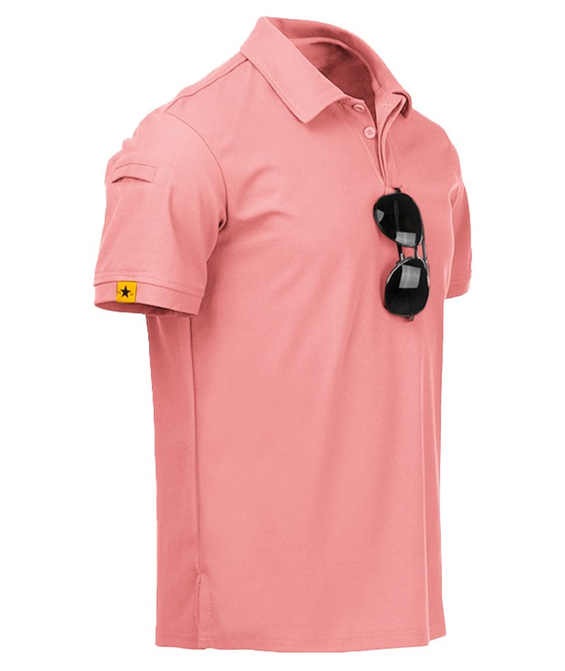 ZITY Mens Polo Shirt Short Sleeve Sports Tactical T-Shirt Athletic Golf Polos Daily Casual Stylish Collared Shirts for Men Coral Red 4X-Large