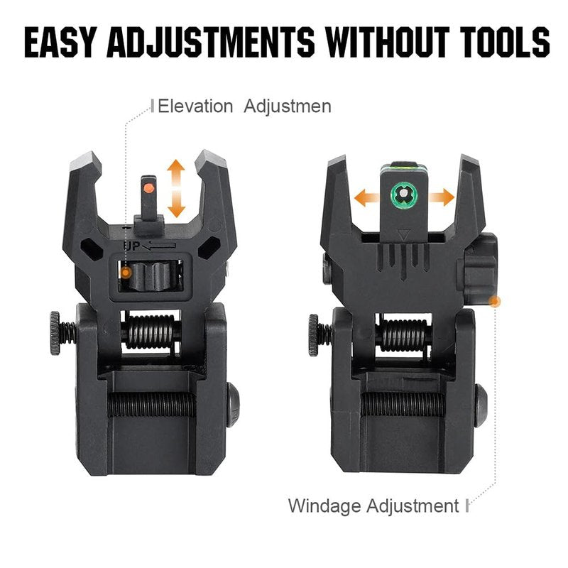 ohhunt Fiber Optic Sights Foldable Flip Up Sights Back up Sight Polymer Fiber A15 (Black 3)