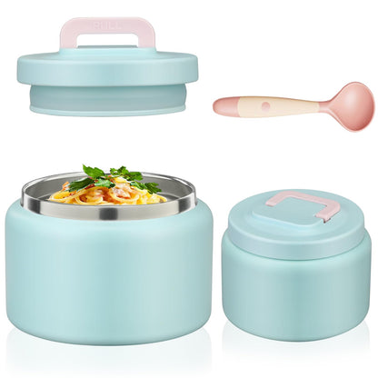 JXXM 8 Oz Thermo Food Jar for Hot & Cold Food for Kids, Insulated Lunch Containers Hot Food Jar,Leak-Proof Vacuum Stainless Steel Wide Mouth Lunch Soup Thermo for School (A-Ice Blue)