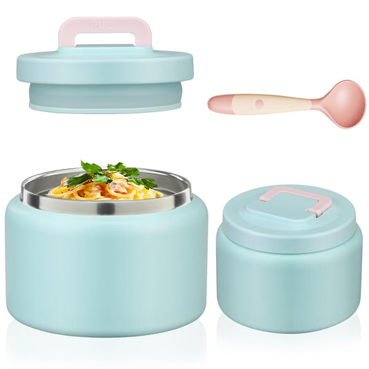 JXXM 8 Oz Thermo Food Jar for Hot & Cold Food for Kids, Insulated Lunch Containers Hot Food Jar,Leak-Proof Vacuum Stainless Steel Wide Mouth Lunch Soup Thermo for School (A-Ice Blue)