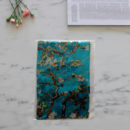 Trillion London® Spring Collection | Blue Floral Silk Neck Scarf For Women | Ladies Lightweight Scarves | Shawl Wraps | Suitable for Daily Life, Gifting | Smooth Soft Finish | Size - 180cm*90cm