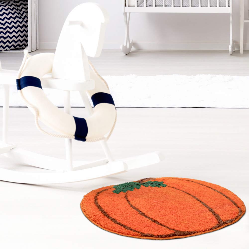 Halloween Bathroom Rugs Fall Bath mat Pumpkin Shape Cartoon Cute Bath Mat Small BathroomRug Plush Water Absorbent Bathtub Bathroom Doormats Non-Slip Washable Toilet Rug