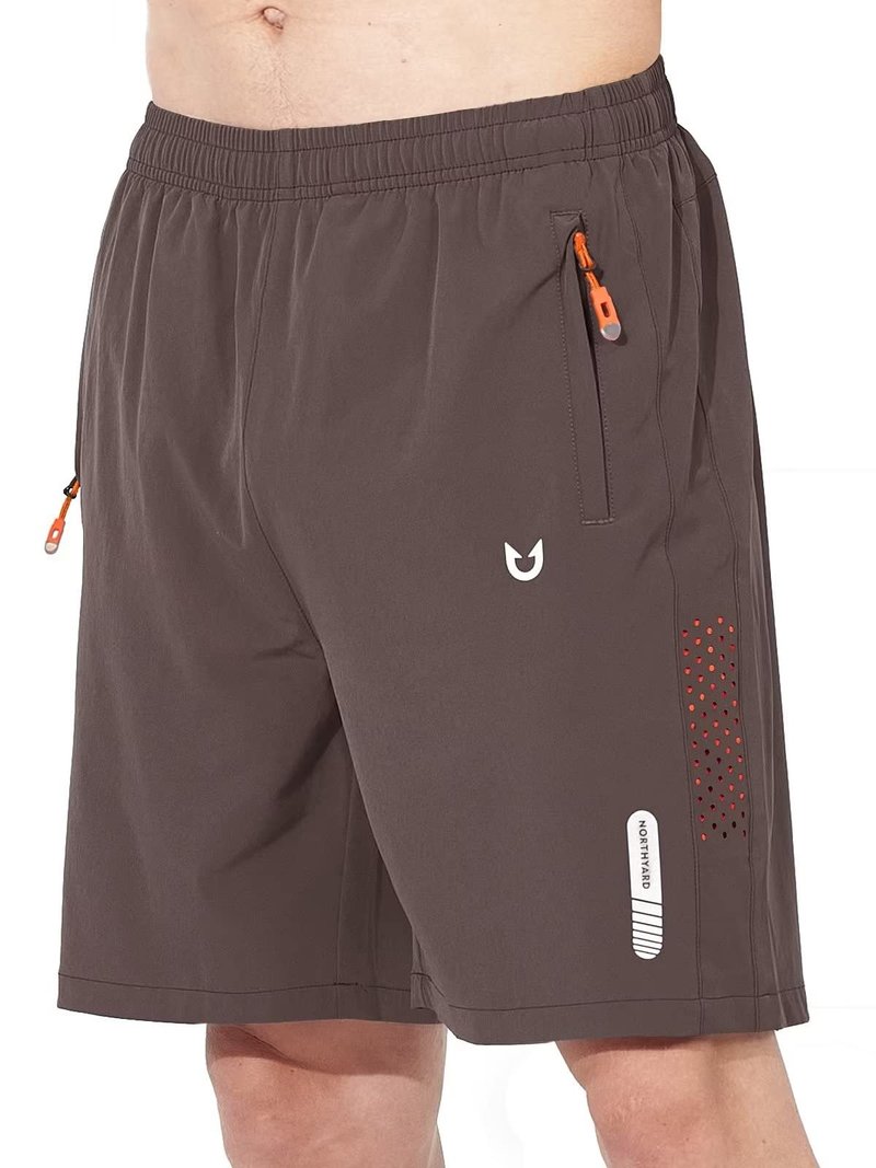 NORTHYARD Men's Athletic Running Shorts Gym Workout 7"/9"/5" Quick Dry Lightweight Sports Basketball Tennis 3 Zipper Pockets Coffee L