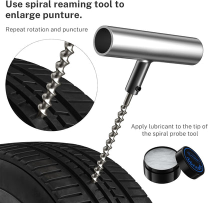 AUTOWN Flat Tire Repair Kit with Plug 68 Pcs for Car, Motorcycle, ATV, Jeep, Truck, Tractor Flat Tire Repair (2-Pack) (Set of 2-68pcs)