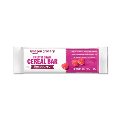 Amazon Grocery, Fruit & Grain Cereal Bars, Raspberry, 1.3 Oz, 8 Ct (Previously Happy Belly, Packaging May Vary)