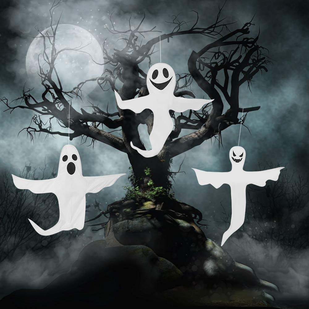 CCINEE Peek A Boo Hanging Ghost 50" X 53" Large Spooky Outdoor Decoration for Halloween Party Lawn Patio Haunted House Props Supply