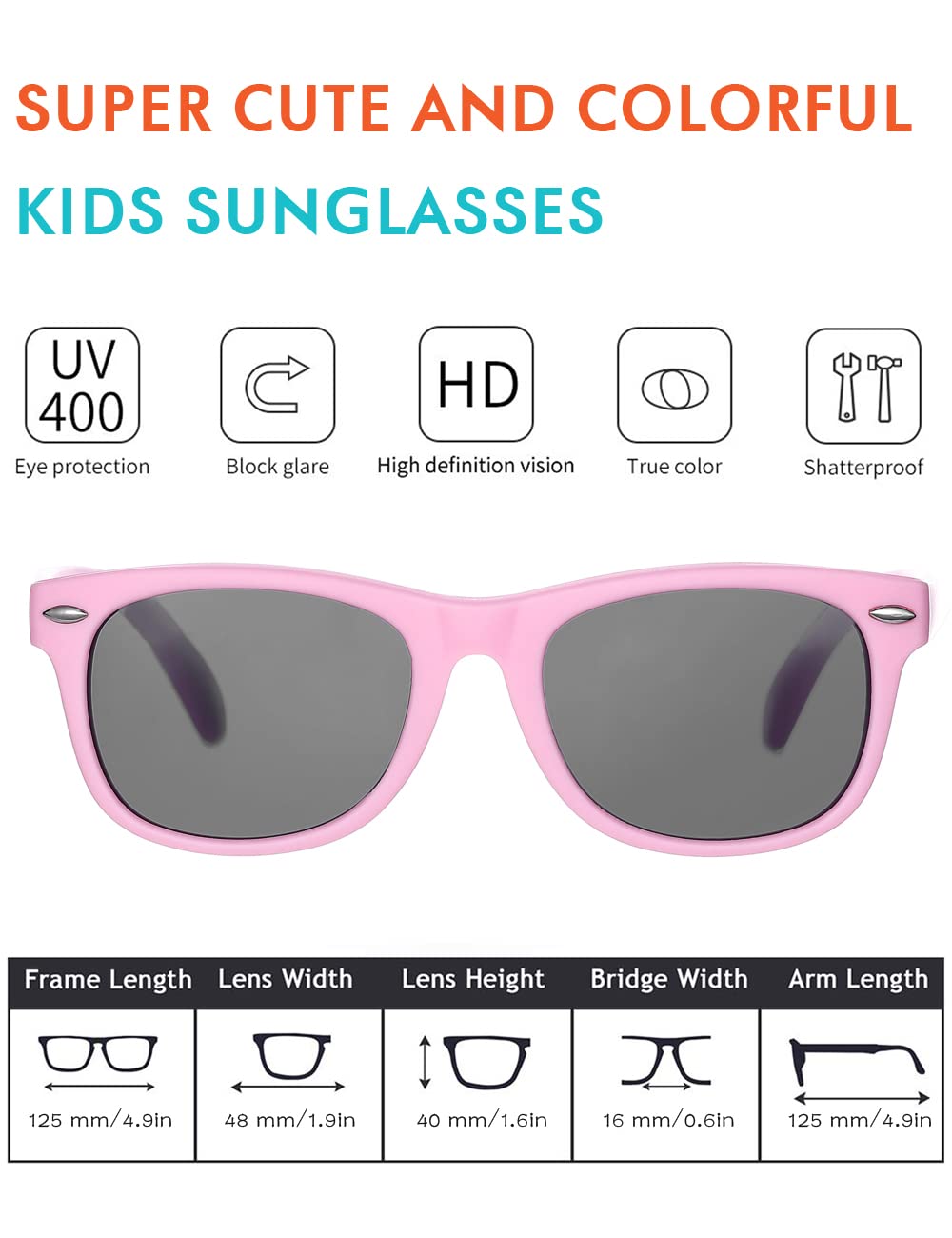 Flexible Kids Sunglasses Polarized Toddler Sun Glasses for Baby Boys and Girls Shades UV400 Protection with Case Age 2-8 (Pink + Pink/Cyan)