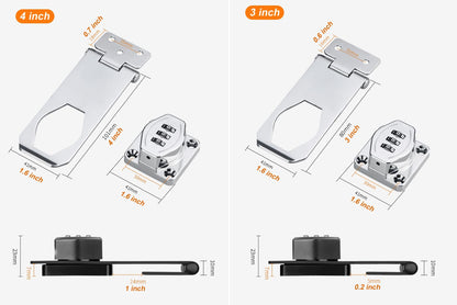 ETEKJOY Cabinet Lock Keyless 3-Digit Password Combination Code Hasp Latch Lock Twist Knob Wooden Drawer Cupboard (Silver, 3 inch)