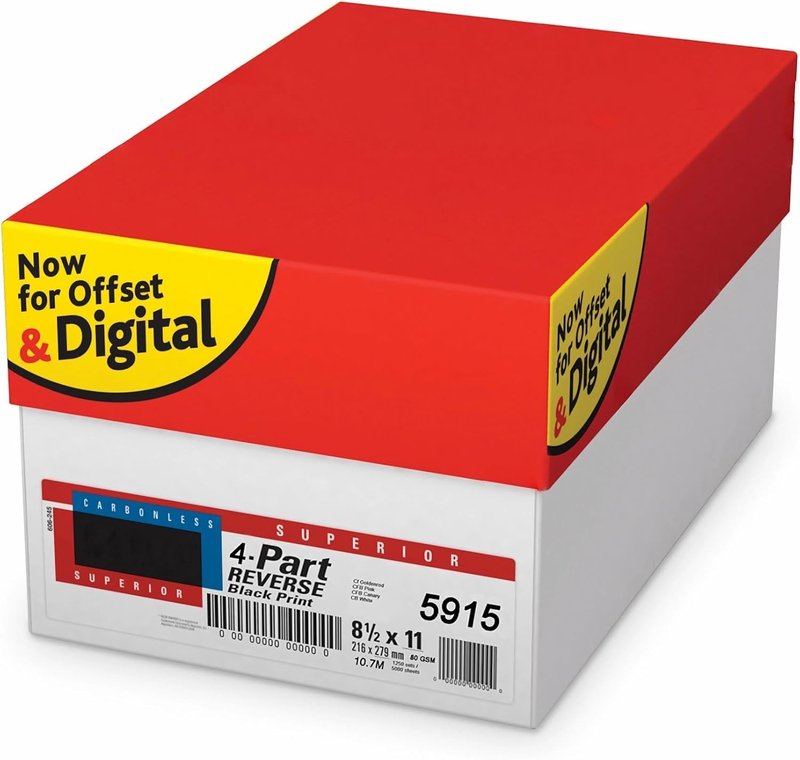 Carbonless Paper - 8.5 x 11, 4-Part Reverse, 1000 Sets | Gold, Pink, Canary, White, 4000 Sheets